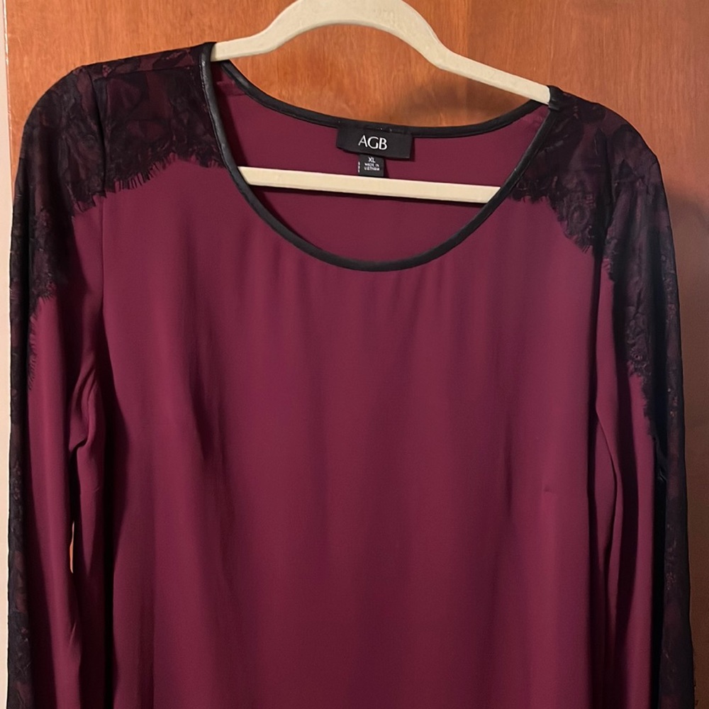 Burgundy polyester and spandex top